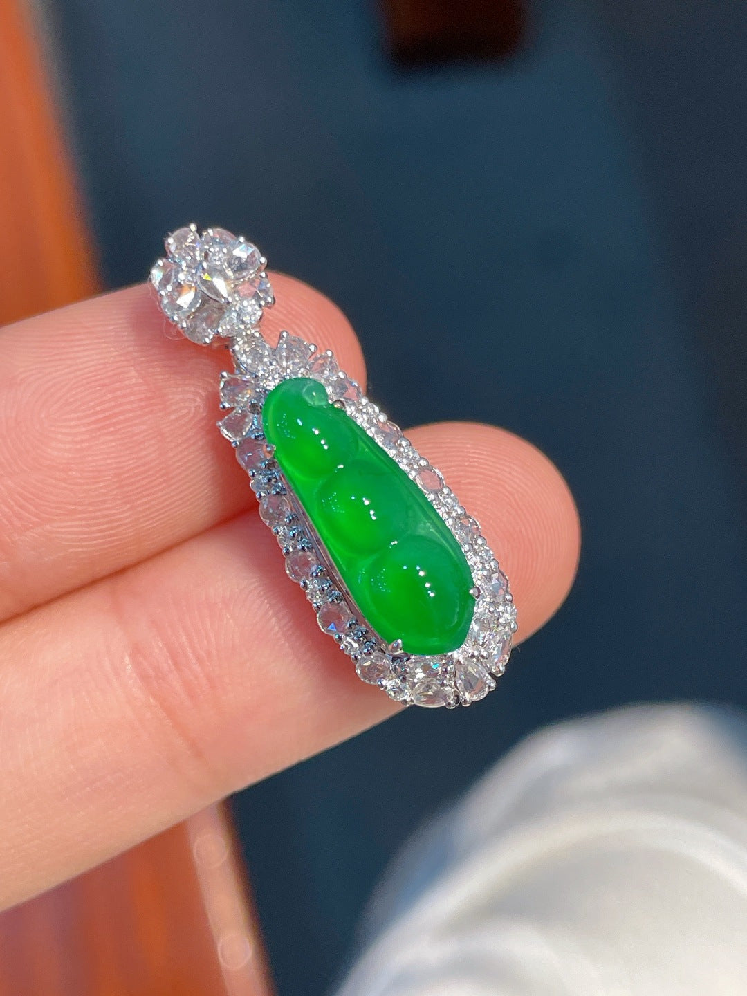 Mặt dây hạt đậu xanh dương hoàn hảo mạ vàng 18k không mặc cả khuyến nghị mạnh (wg0022419)