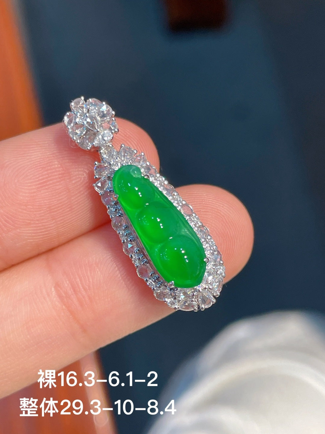 Mặt dây hạt đậu xanh dương hoàn hảo mạ vàng 18k không mặc cả khuyến nghị mạnh (wg0022419)