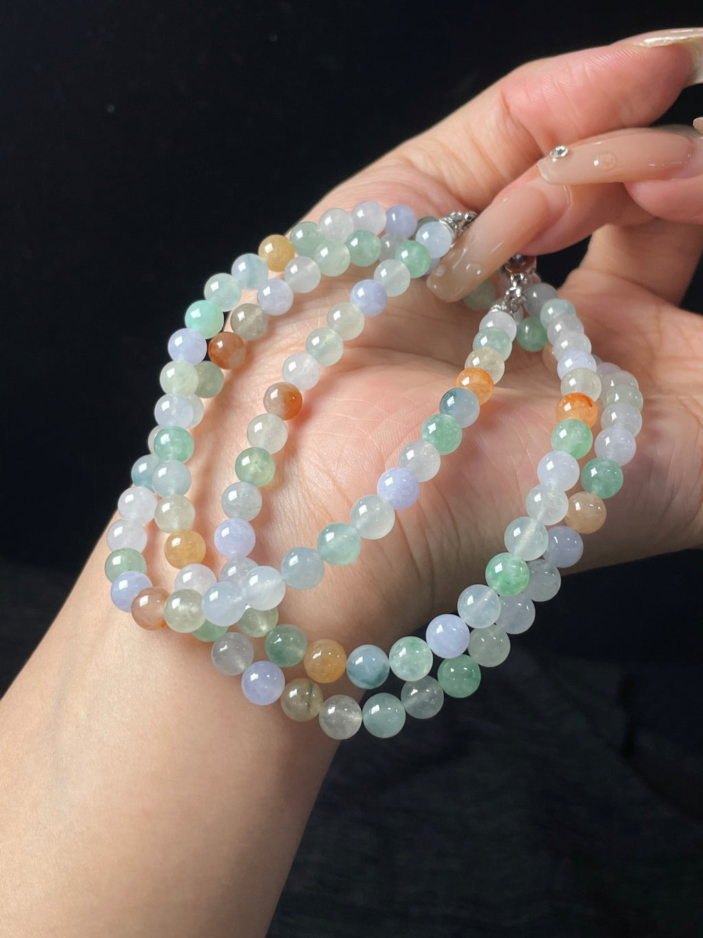 Chuỗi hạt ngọc phỉ thúy tự nhiên kèm hộp quà + giấy chứng nhận, size 6, mã số: 7-7DD (wg0024608)