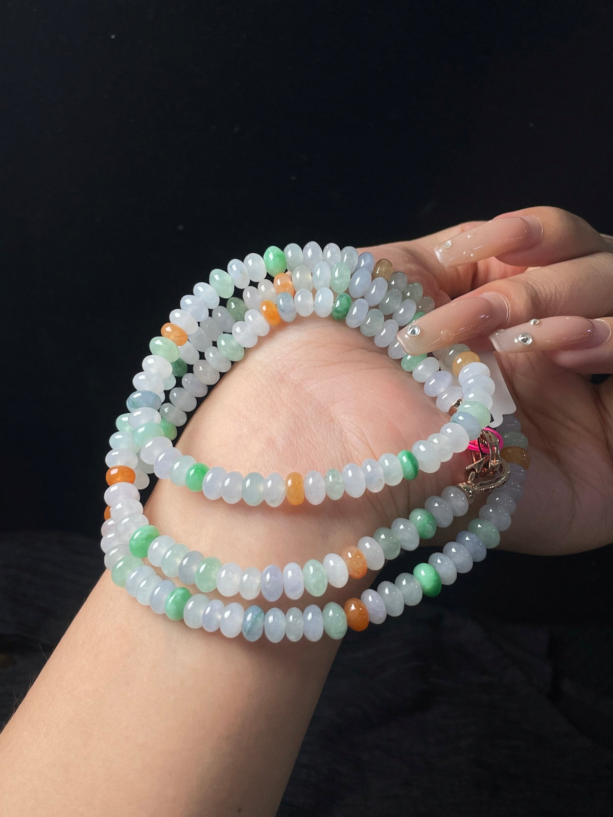 Vòng hạt ngọc phỉ thúy tự nhiên kèm hộp quà + giấy chứng nhận, size hạt 7.5, mã số: 7-7DD (wg0024606)