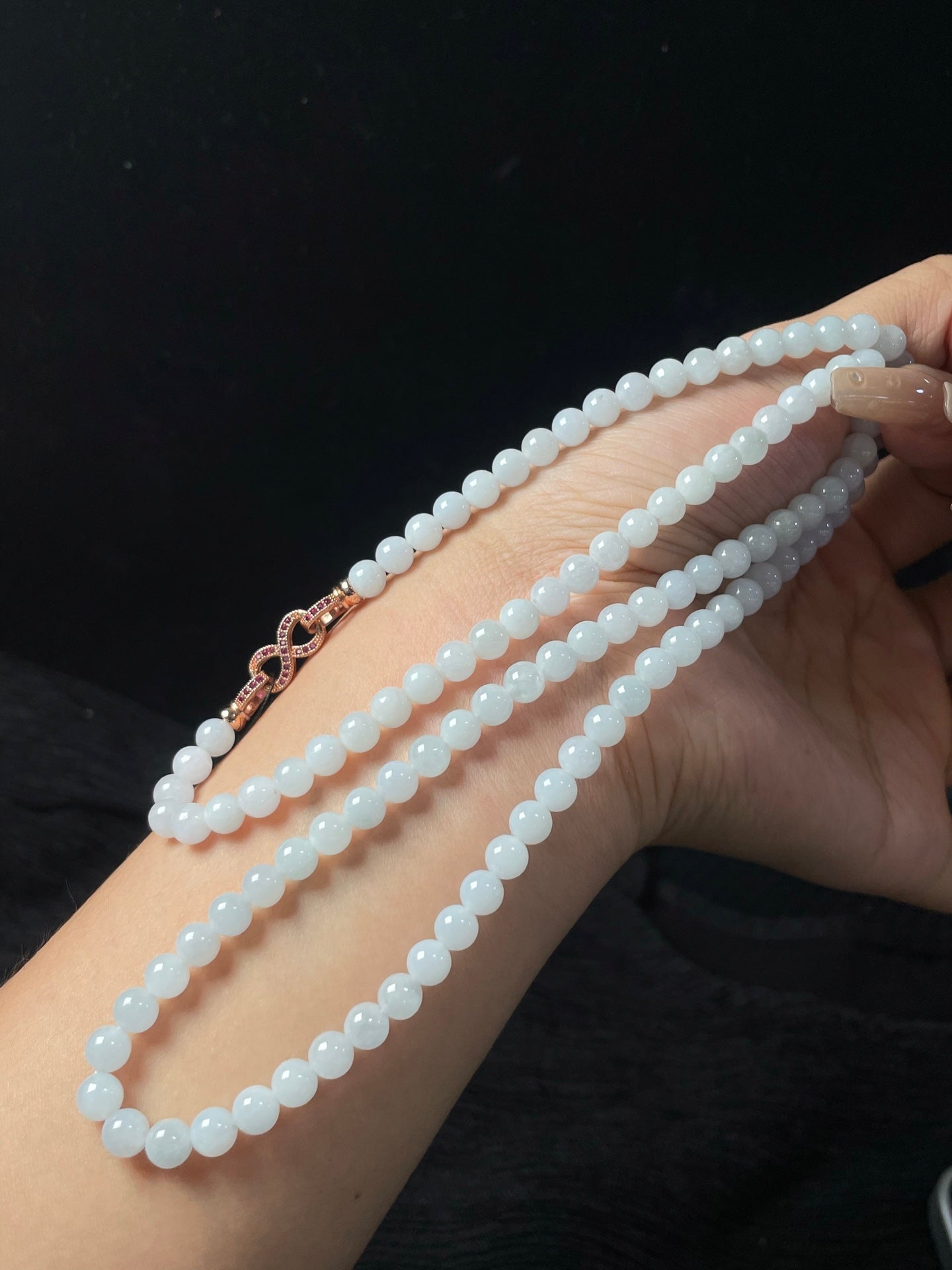 Chuỗi hạt ngọc phỉ thúy tự nhiên kèm hộp quà + giấy chứng nhận size 5-6 mã số: 7-7DD (wg0024601)
