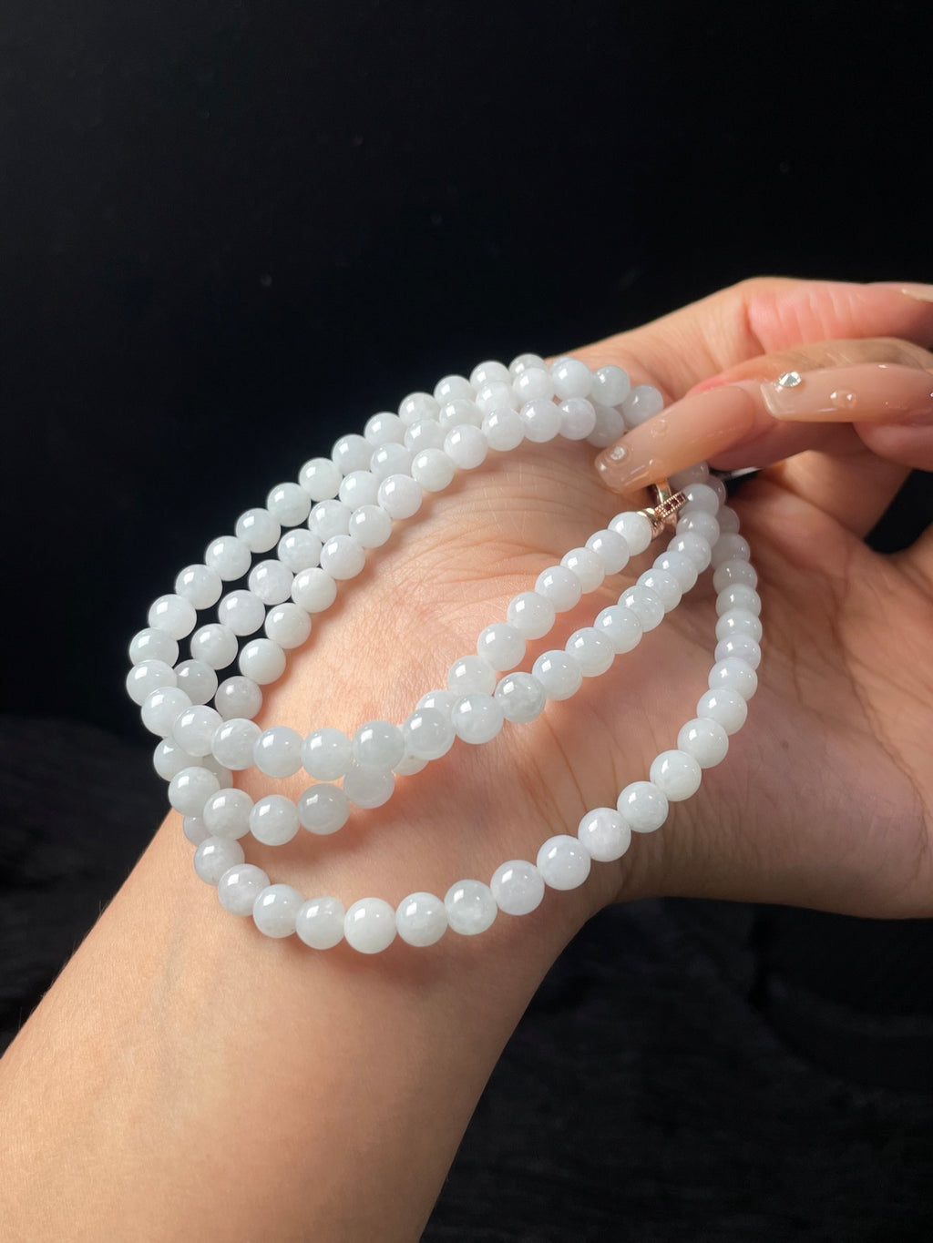 Chuỗi hạt ngọc phỉ thúy tự nhiên kèm hộp quà + giấy chứng nhận size 5-6 mã số: 7-7DD (wg0024601)